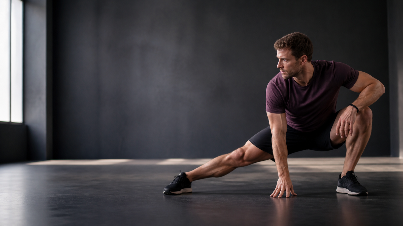 A man performing an independent mobility stretch