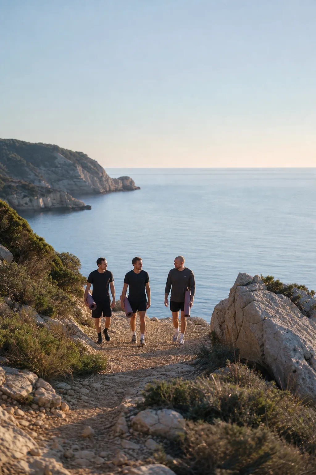 Men walking along a quiet Ibiza coastal path
